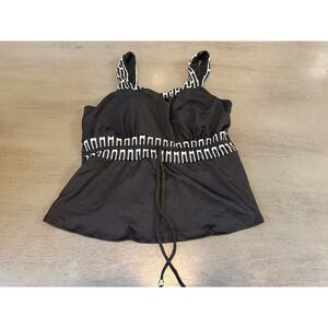 black INCHES AWAY    swimsuit top tankini size plus 14W